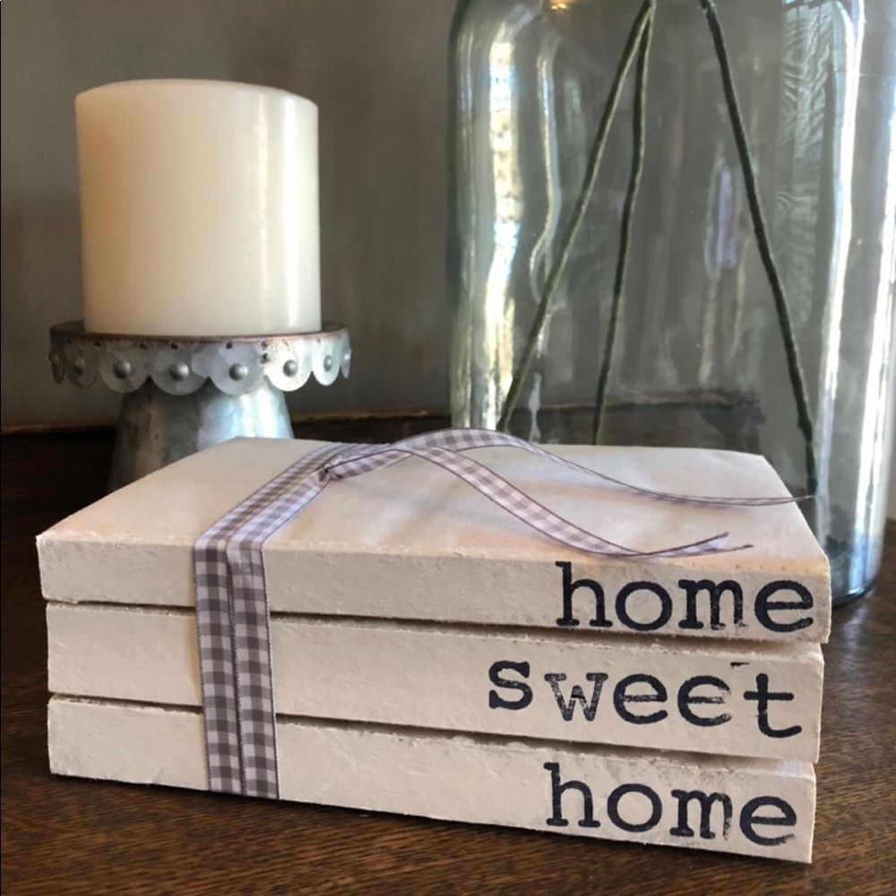 Hand stamped books - home sweet home
